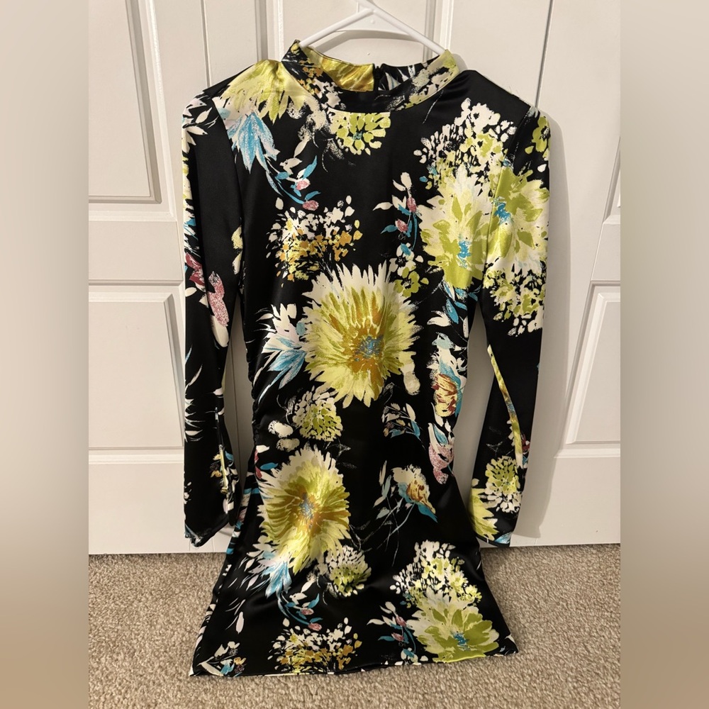 Zara Floral Long Sleeve Mini Dress